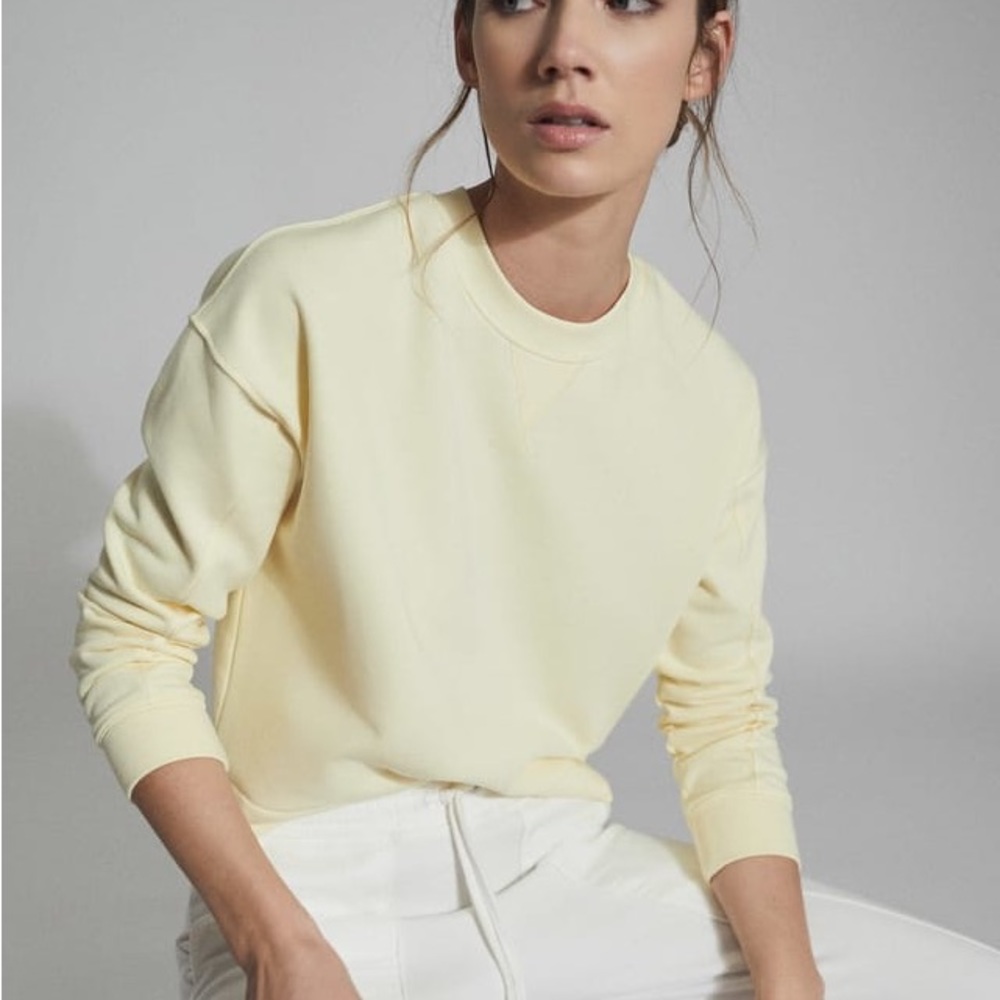 REISS Brooke Yellow Cotton Sweatshirt Size: Medium